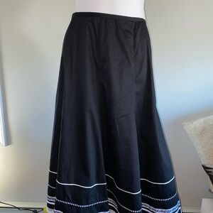 Elegant Black Skirt with White Accents ribbon trim